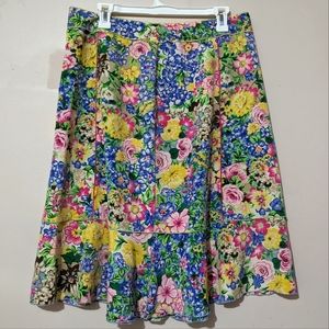 3 for $30 Sag Harbor Floral Skirt Yellow Blue Pink Size 14 Cottagecore EUC!